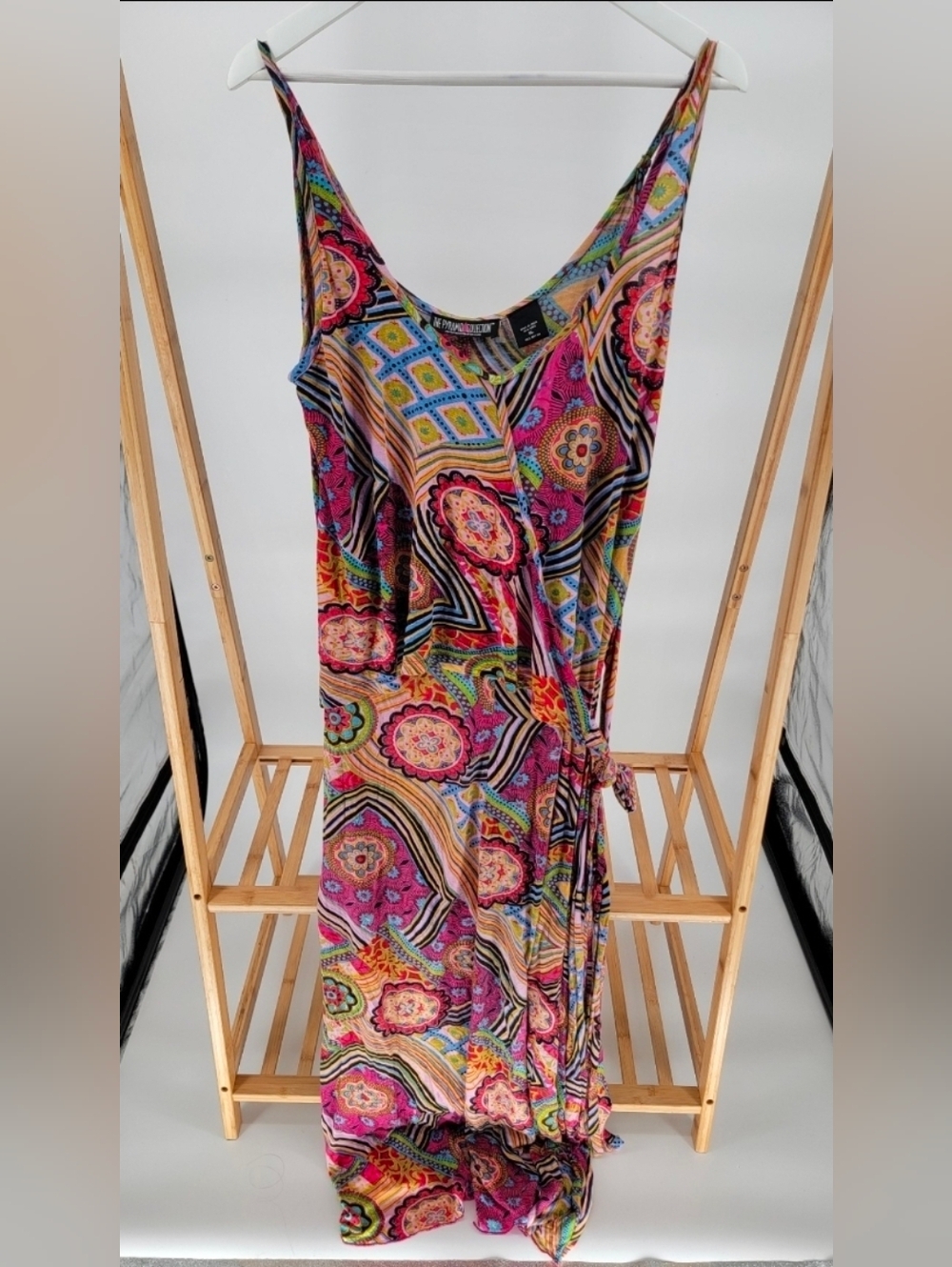 The Pyramid Collection Summer Tie At Waist Long Dress Rayon XL